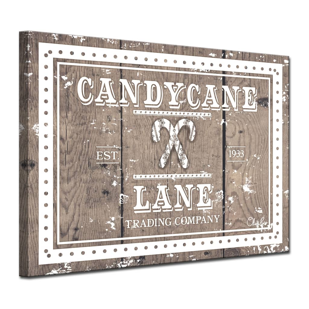 Olivia Rose 'Christmas Candycane Lane' Wrapped Canvas Textual Wall Art