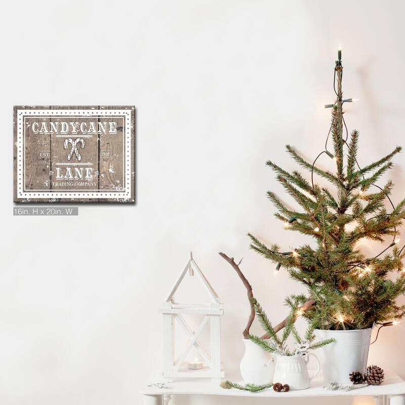 Olivia Rose 'Christmas Candycane Lane' Wrapped Canvas Textual Wall Art - 20" W x 16" H