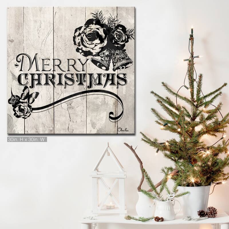 Olivia Rose 'Shabby Chic Christmas' Wrapped Canvas Holiday Textual Wall Art - 30" W x 30" H