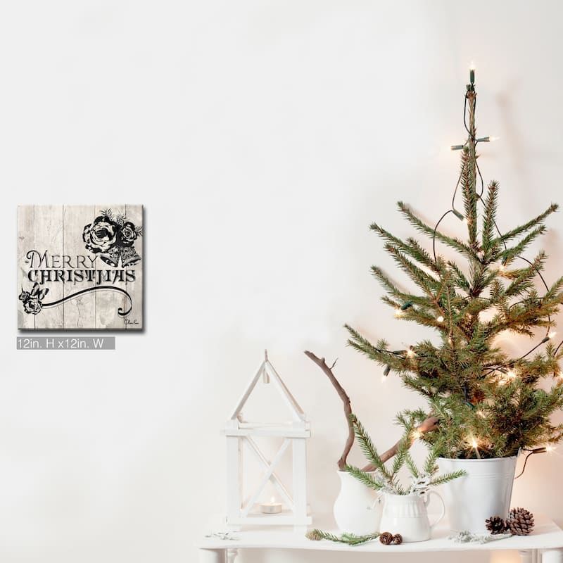 Olivia Rose 'Shabby Chic Christmas' Wrapped Canvas Holiday Textual Wall Art - 12" W x 12" H