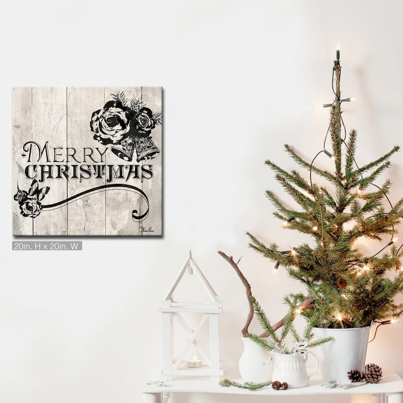 Olivia Rose 'Shabby Chic Christmas' Wrapped Canvas Holiday Textual Wall Art - 20" W x 20" H