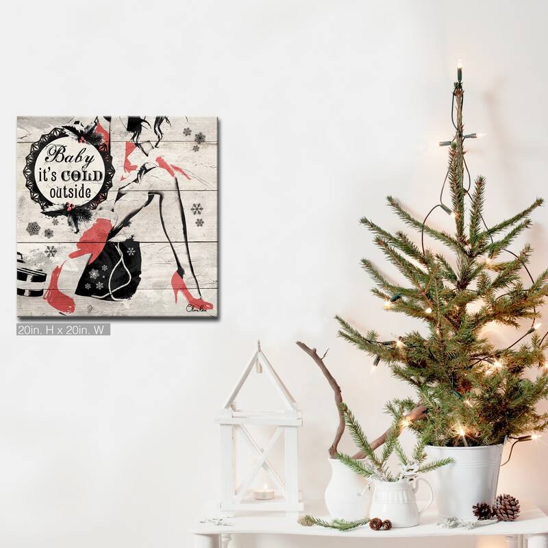 Olivia Rose 'Christmas Cold Out' Wrapped Canvas Textual Wall Art - 20" W x 20" H