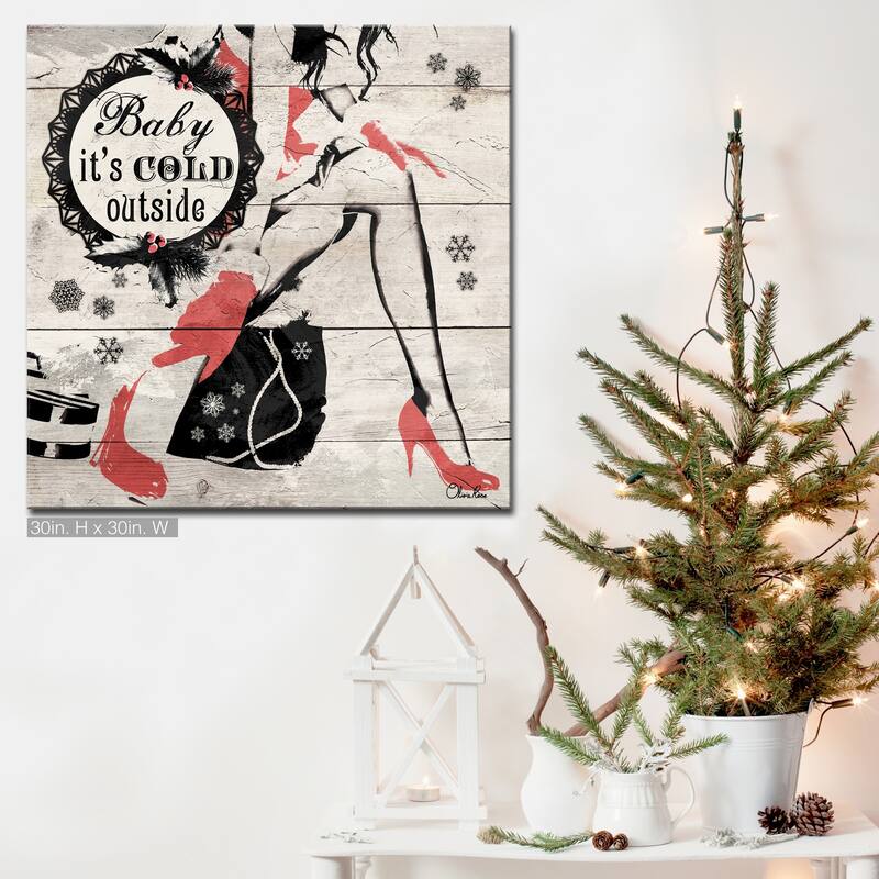 Olivia Rose 'Christmas Cold Out' Wrapped Canvas Textual Wall Art - 30" W x 30" H