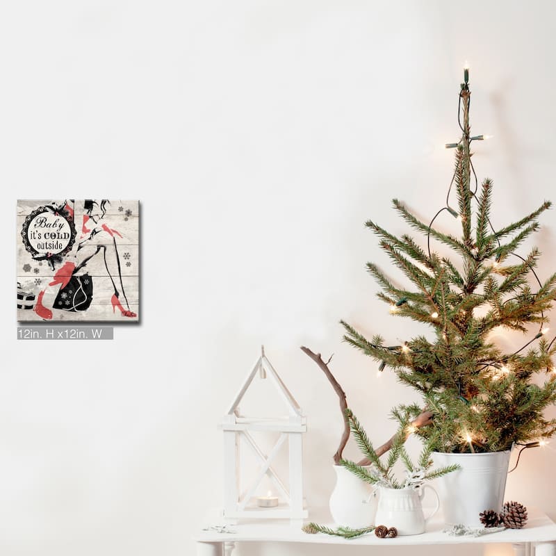 Olivia Rose 'Christmas Cold Out' Wrapped Canvas Textual Wall Art - 12" W x 12" H