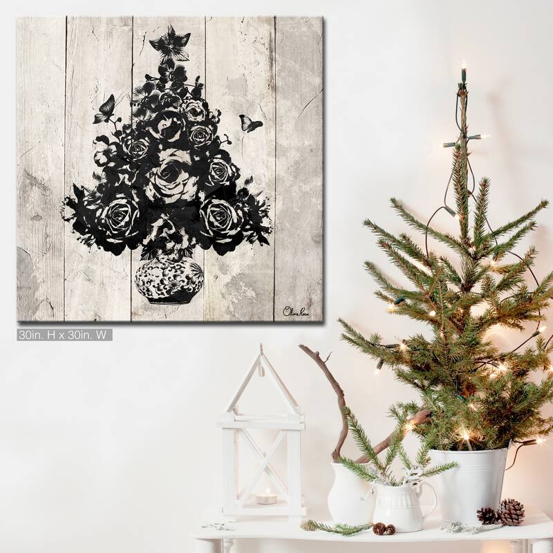 Olivia Rose 'Floral Christmas Tree' Wrapped Canvas Holiday Wall Art - 30" W x 30" H