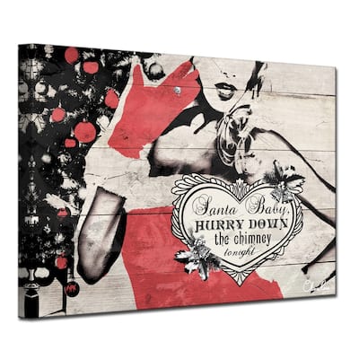 Olivia Rose 'Christmas Santa Baby Lady' Wrapped Canvas Textual Wall Art