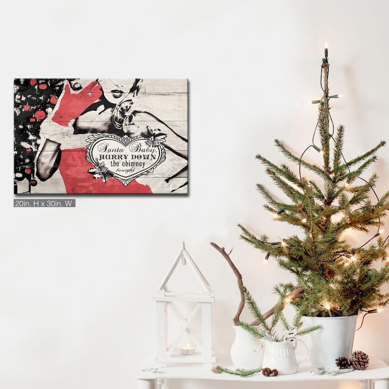Olivia Rose 'Christmas Santa Baby Lady' Wrapped Canvas Textual Wall Art - 30" W x 20" H