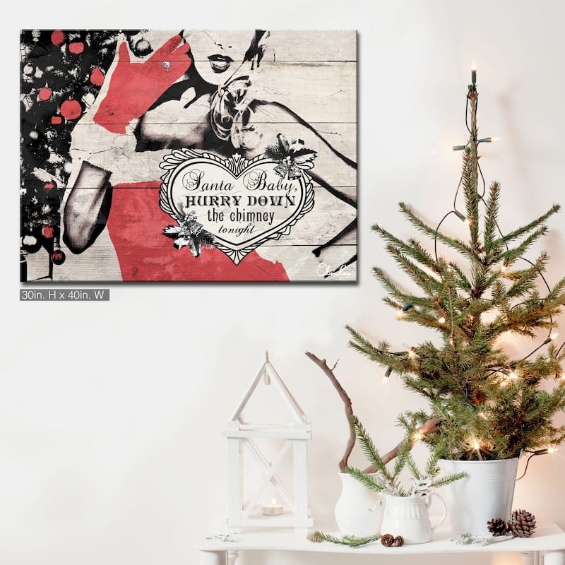Olivia Rose 'Christmas Santa Baby Lady' Wrapped Canvas Textual Wall Art - 40" W x 30" H