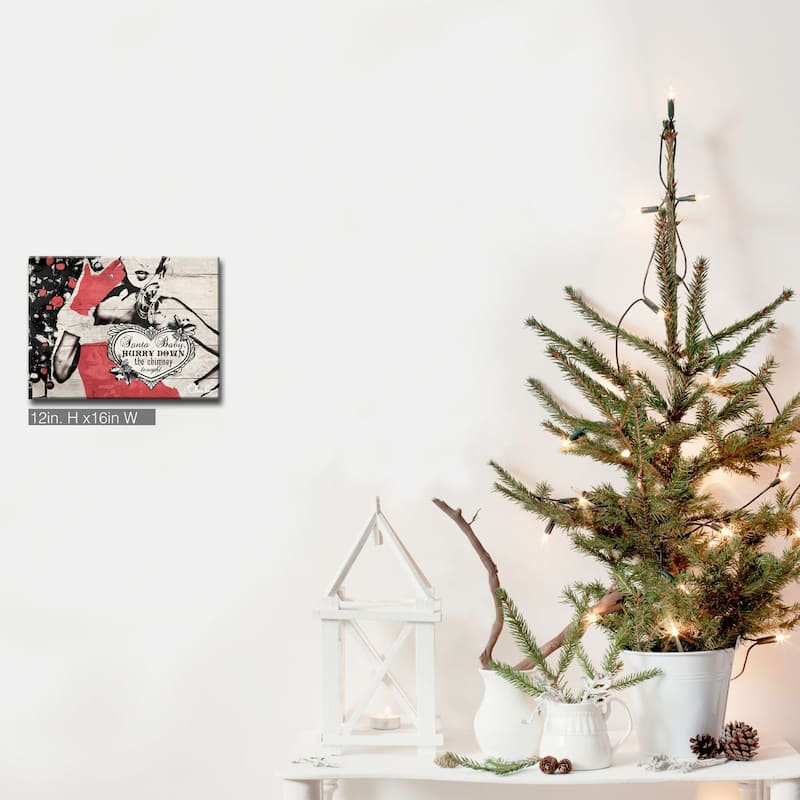 Olivia Rose 'Christmas Santa Baby Lady' Wrapped Canvas Textual Wall Art - 16" W x 12" H