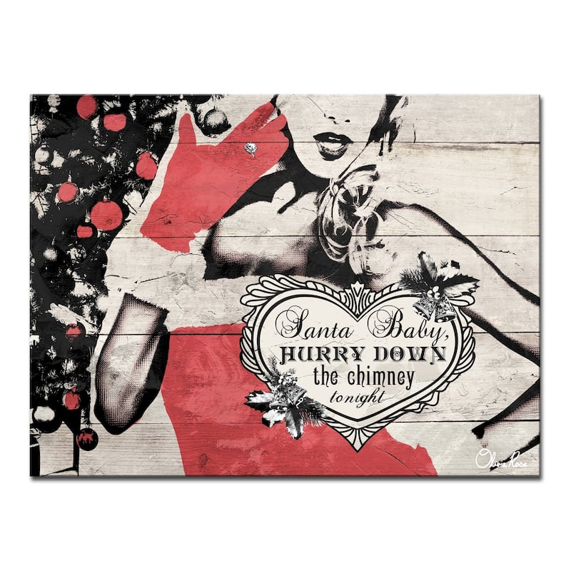 Olivia Rose 'Christmas Santa Baby Lady' Wrapped Canvas Textual Wall Art