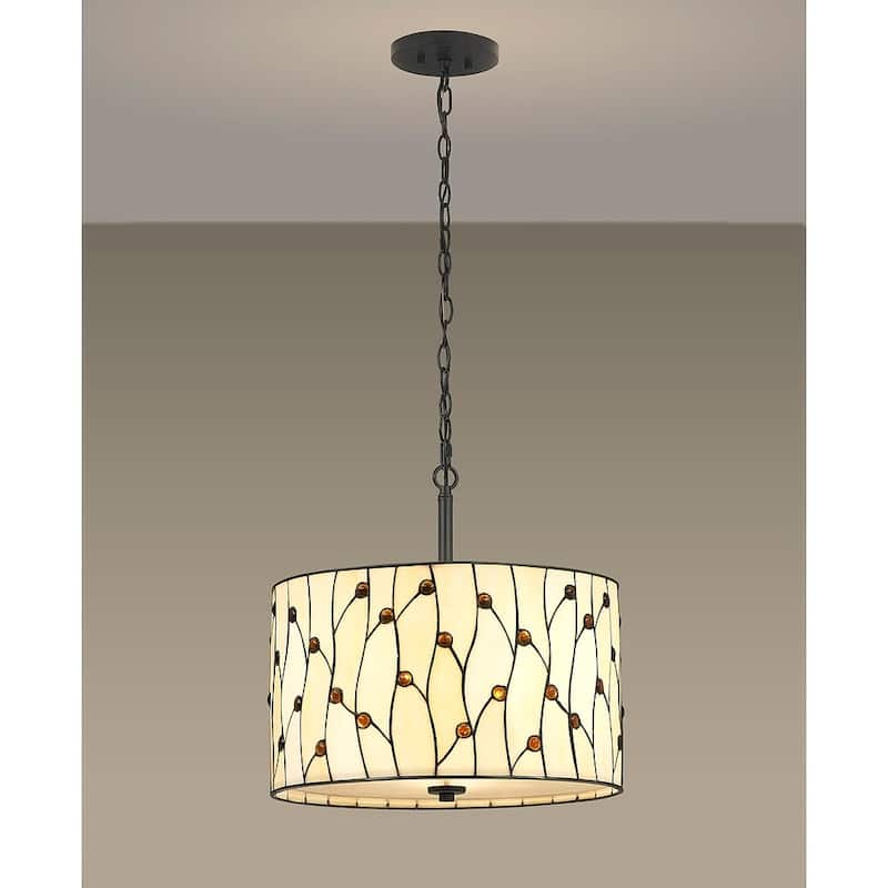Vines 18"? 3-Lighg Tiffany Pendant - Natural