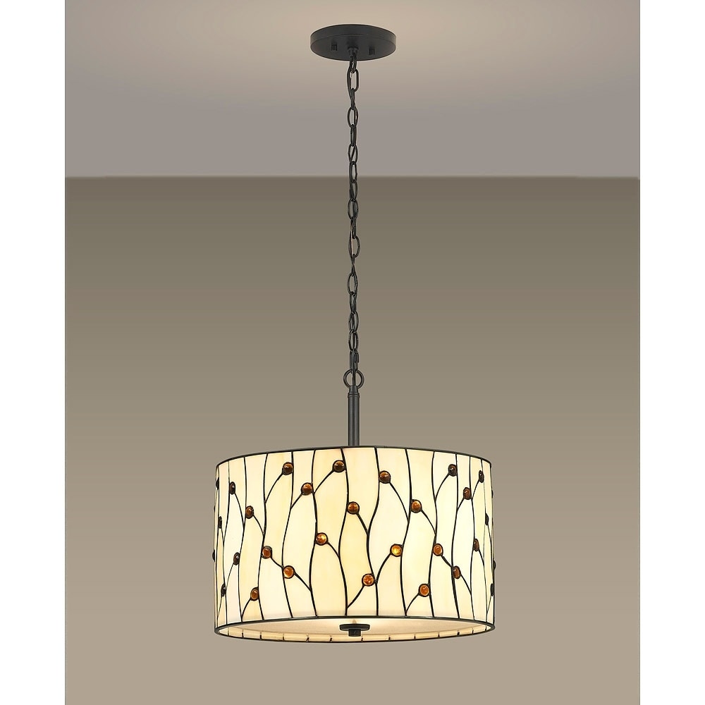 Vines 18"? 3-Lighg Tiffany Pendant - Natural
