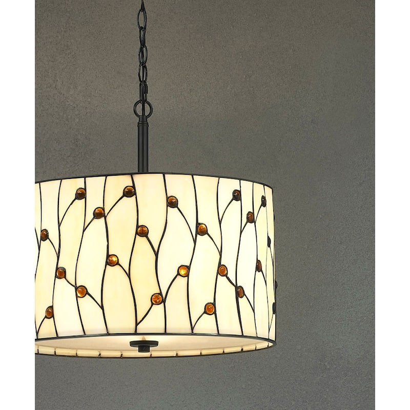 Vines 18"? 3-Lighg Tiffany Pendant - Natural