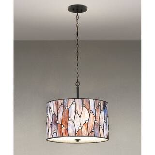 Blue Drum Pendant Lighting Online At Our Best Homeglam Vines 3 Light Blue Purple Tiffany Pendant