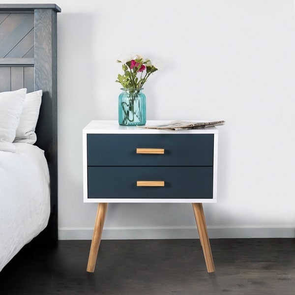 Shop Kinbor Modern Nightstand, Side End Table, 2-Drawer ...