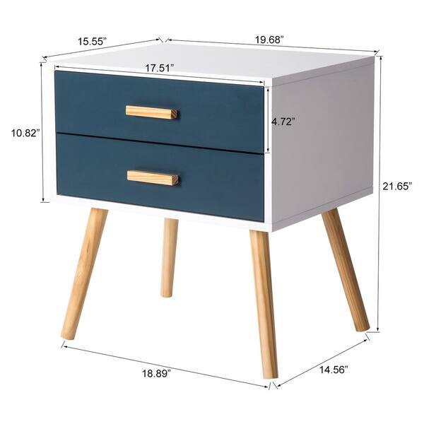 Shop Kinbor Modern Nightstand Side End Table 2 Drawer Beside