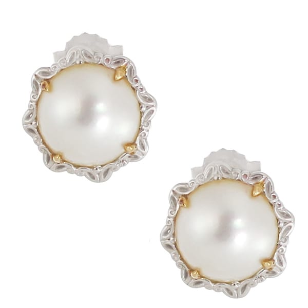 Michael Valitutti Palladium Silver White Mabe Pearl Earrings Michael Valitutti Palladium Silver White Mabe Pearl Earrings