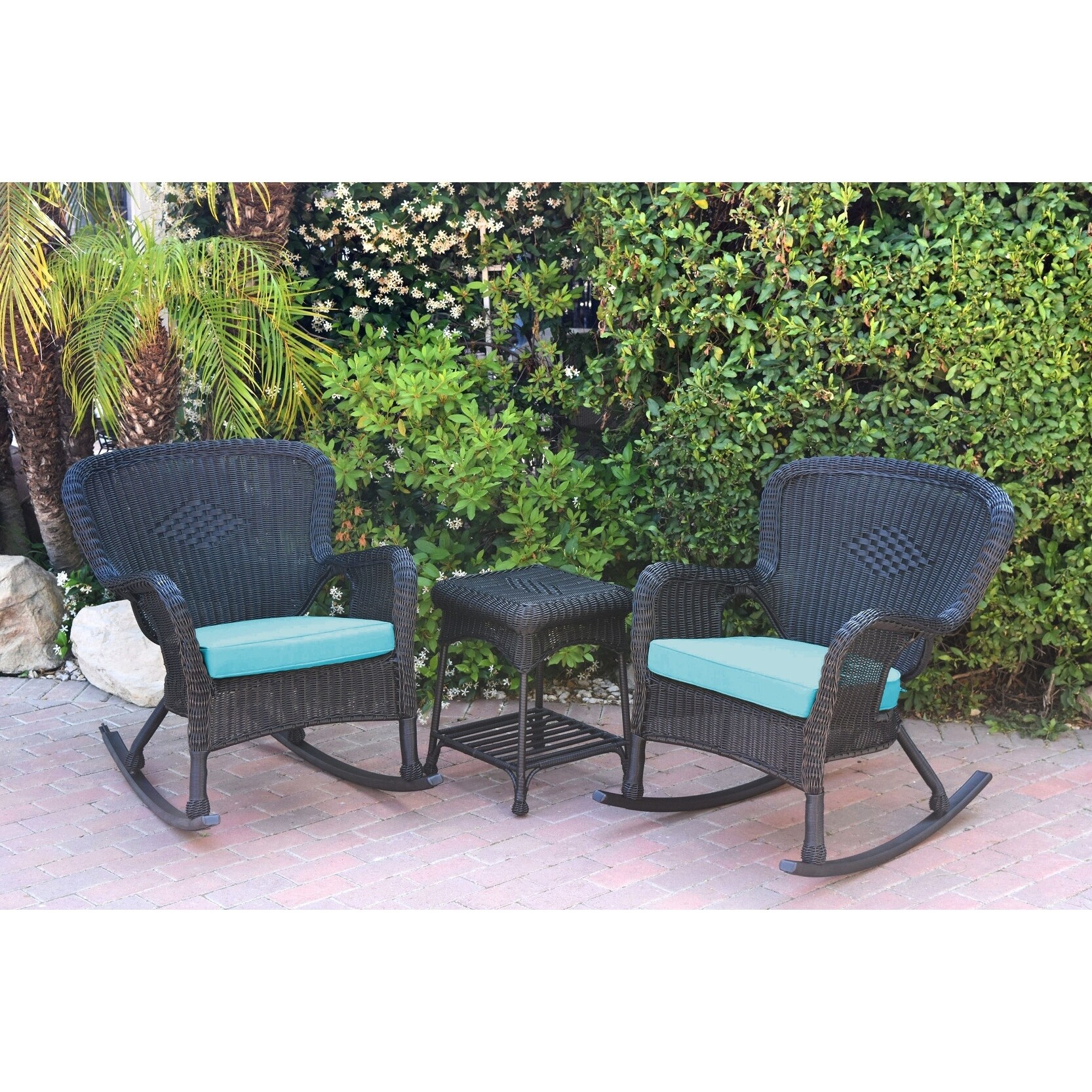 Windsor Black Wicker Rocker Chair And End Table Set with | eBay