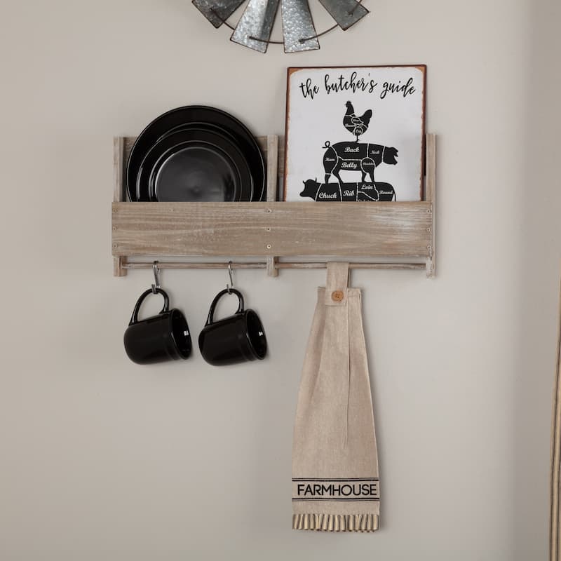 Sawyer Mill Charcoal Farmhouse Button Loop Kitchen Towel Set of 2 - Kitchen Towel 6.5x18