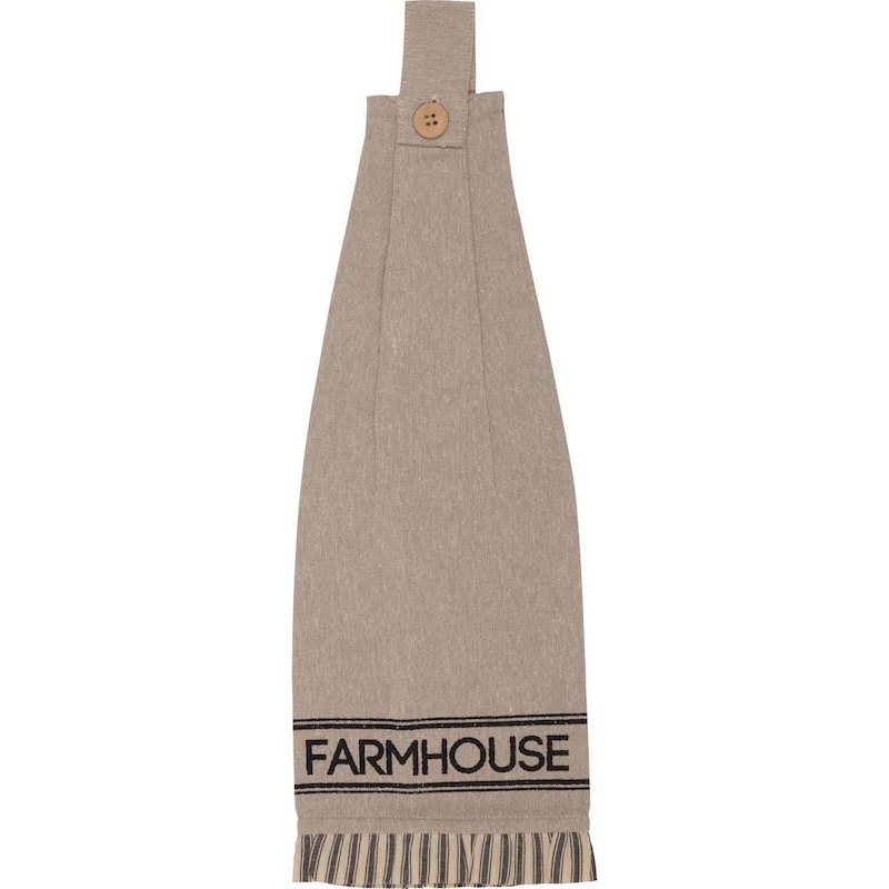 Sawyer Mill Charcoal Farmhouse Button Loop Kitchen Towel Set of 2 - Kitchen Towel 6.5x18