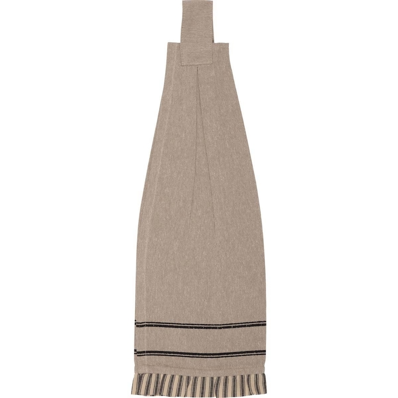 Sawyer Mill Charcoal Farmhouse Button Loop Kitchen Towel Set of 2 - Kitchen Towel 6.5x18