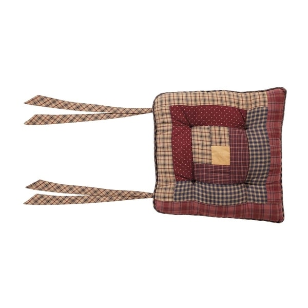 Red Rustic Tabletop Kitchen VHC Millsboro Log Cabin Chair Pad Cotton Patchwork