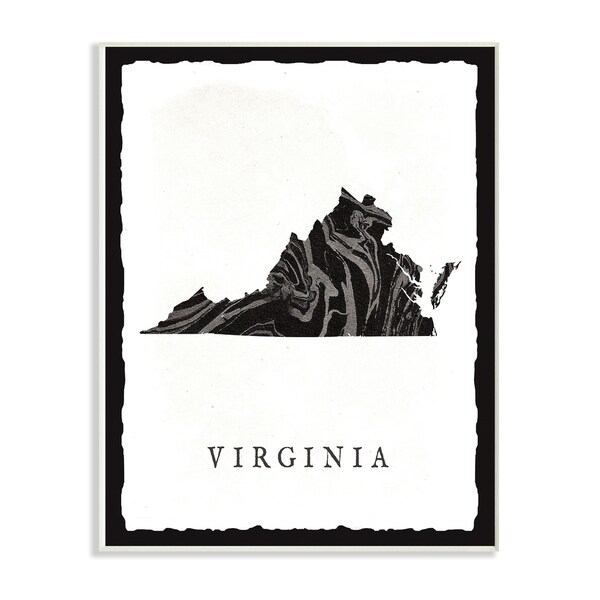 The Stupell Home Décor Collection Black and Grey Virginia State Silhouette Wall Plaque Art, Proudly Made in USA
