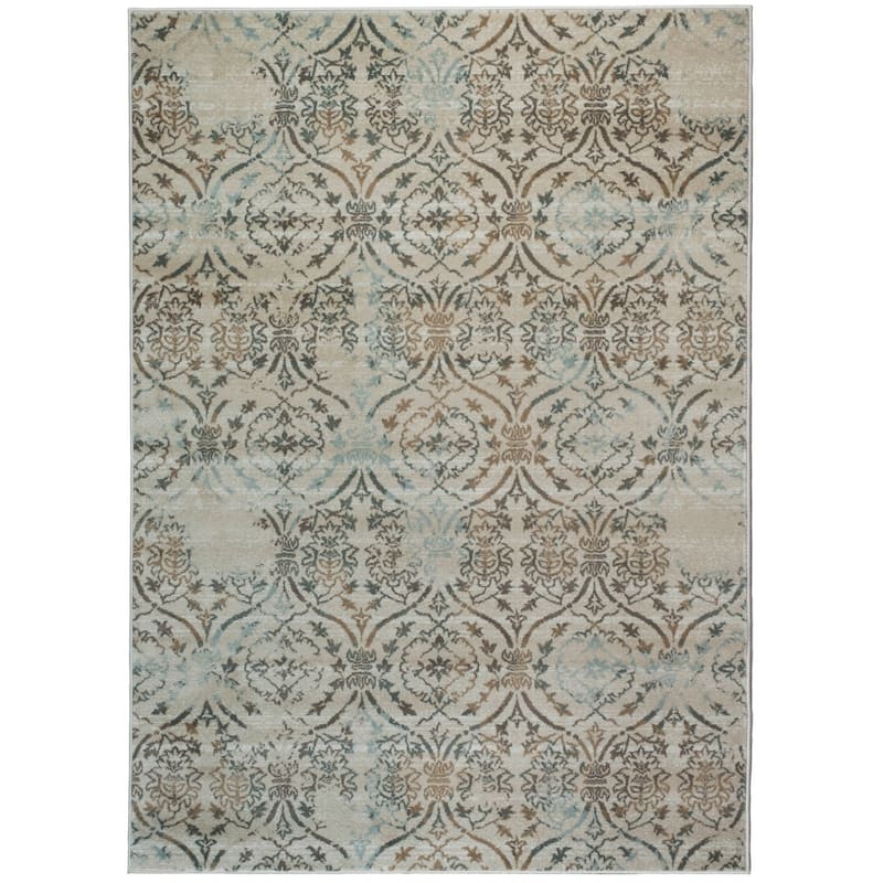 Admire Home Living Plaza Transitional Oriental Distressed Damask Pattern Area Rug