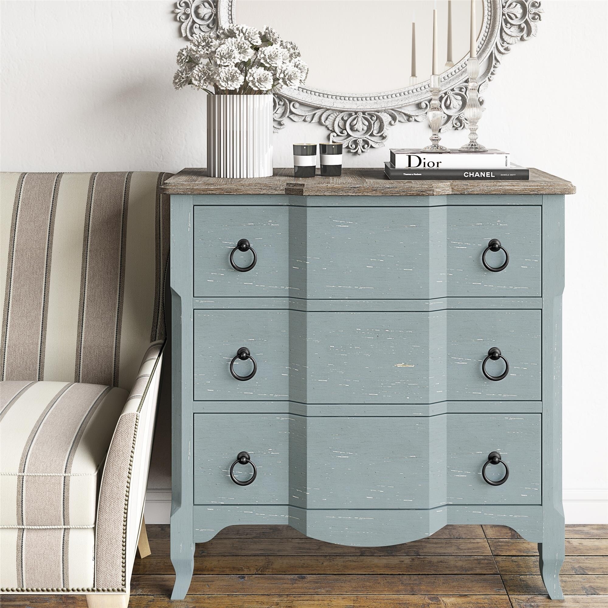 Shop Avenue Greene Shubert Antique Teal Accent Chest Overstock