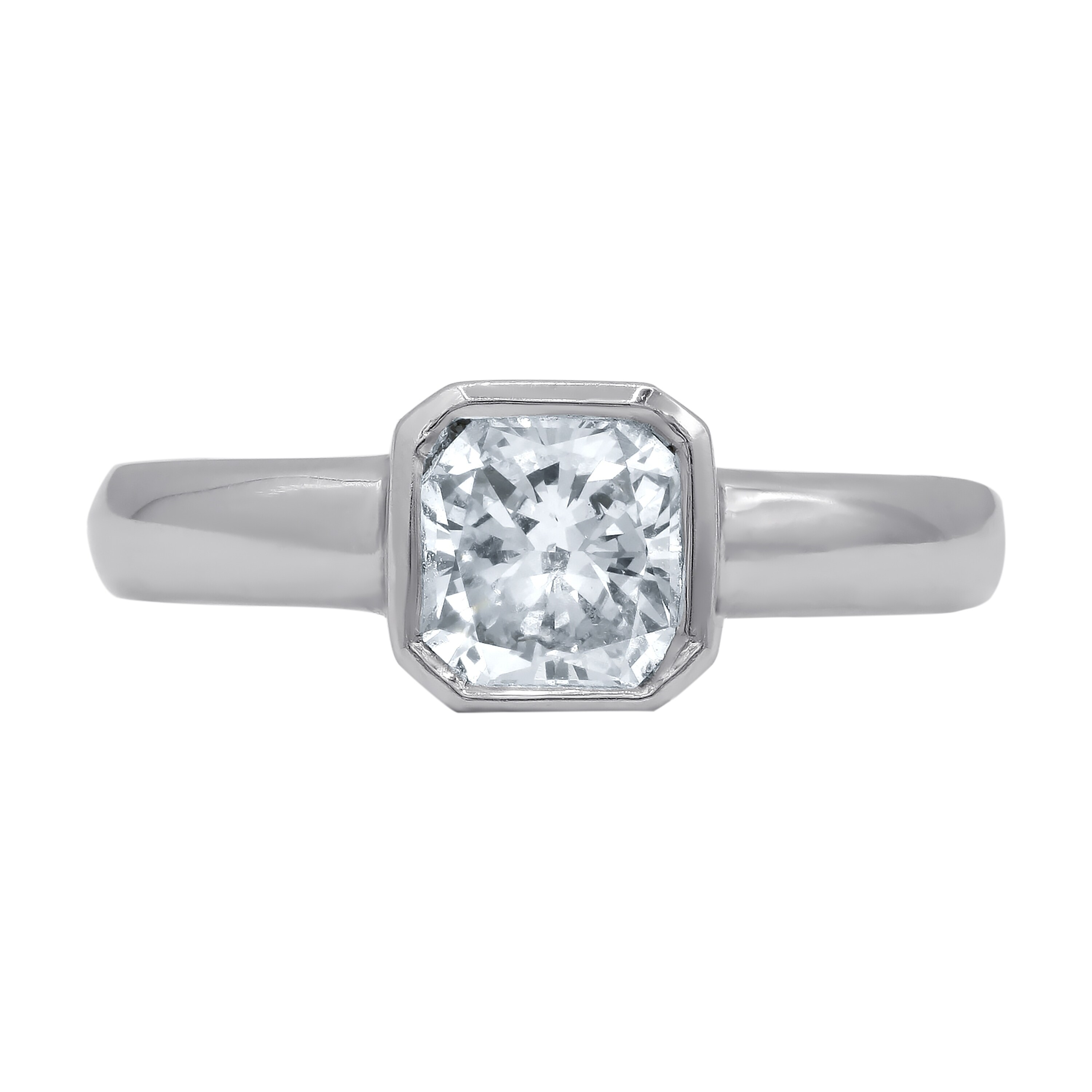 bezel set radiant cut diamond