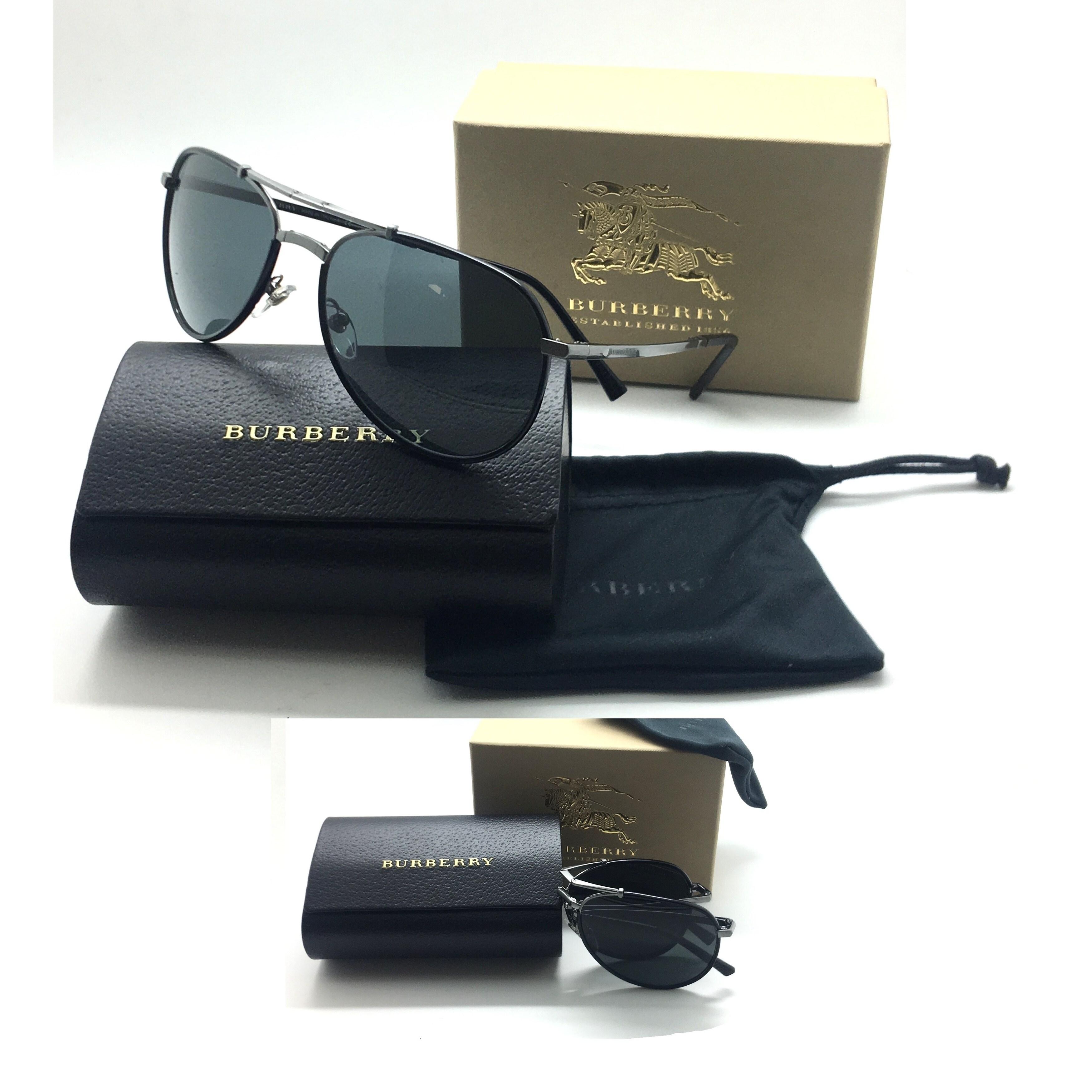 Black Folding Pilot Sunglasses 58mm 