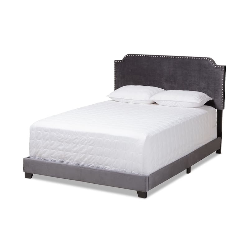 Contemporary Glam Velvet Upholstered Panel Bed by Baxton Studio - Charcoal - King