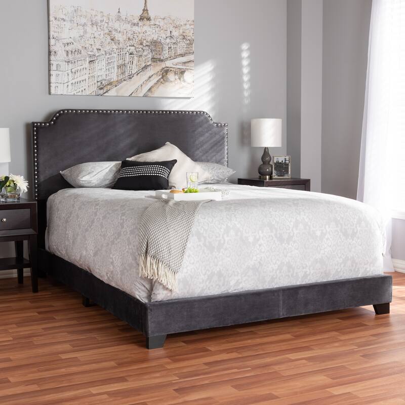 Contemporary Glam Velvet Upholstered Panel Bed by Baxton Studio