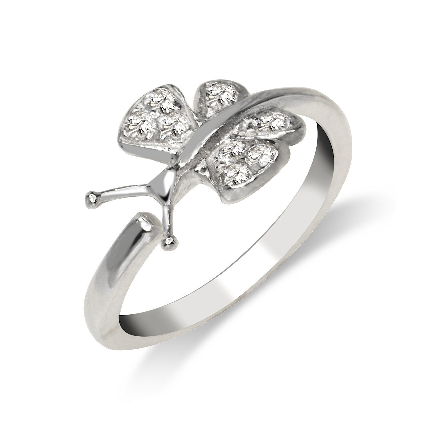 .925 Sterling Silver CZ Butterfly Adjustable Toe Ring