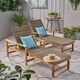 Hampton Outdoor Rustic Acacia Wood Chaise Lounge with Wicker Seating (Set of 2) by Christopher Knight Home - Thumbnail 5