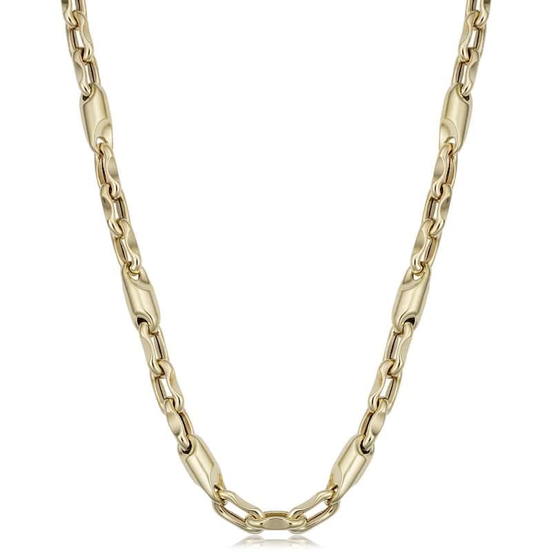 Men's 14k Yellow Gold 6 millimeters Bullet Link Necklace (22 or 26 inches)