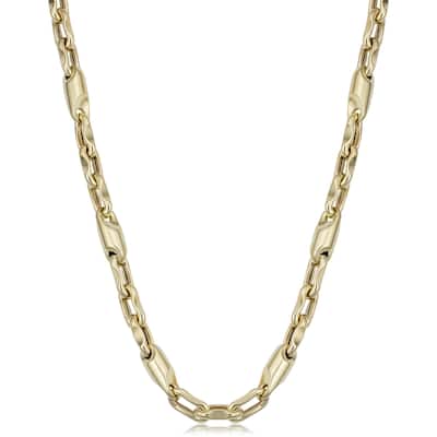 Men's 14k Yellow Gold 6 millimeters Bullet Link Necklace (22 or 26 inches)