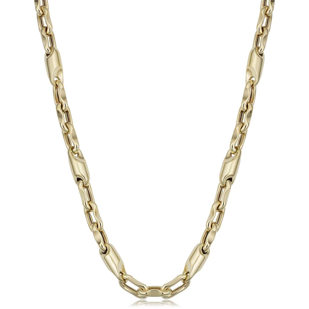 Men's 14k Yellow Gold 6 millimeters Bullet Link Necklace (22 or 26 inches)