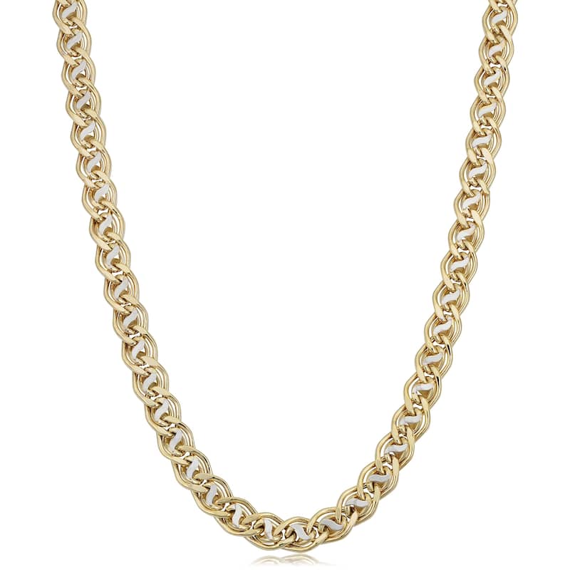 10k Two-tone Gold 6.4 millimeters Double Open Link Necklace (18 inches)