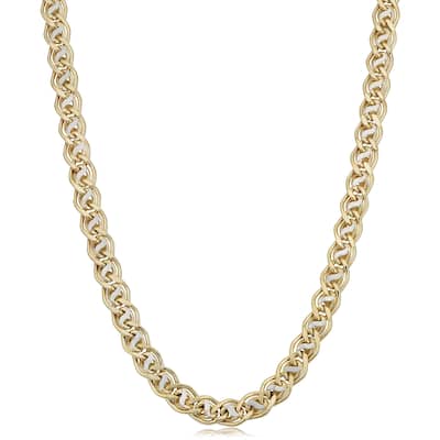 10k Two-tone Gold 6.4 millimeters Double Open Link Necklace (18 inches)