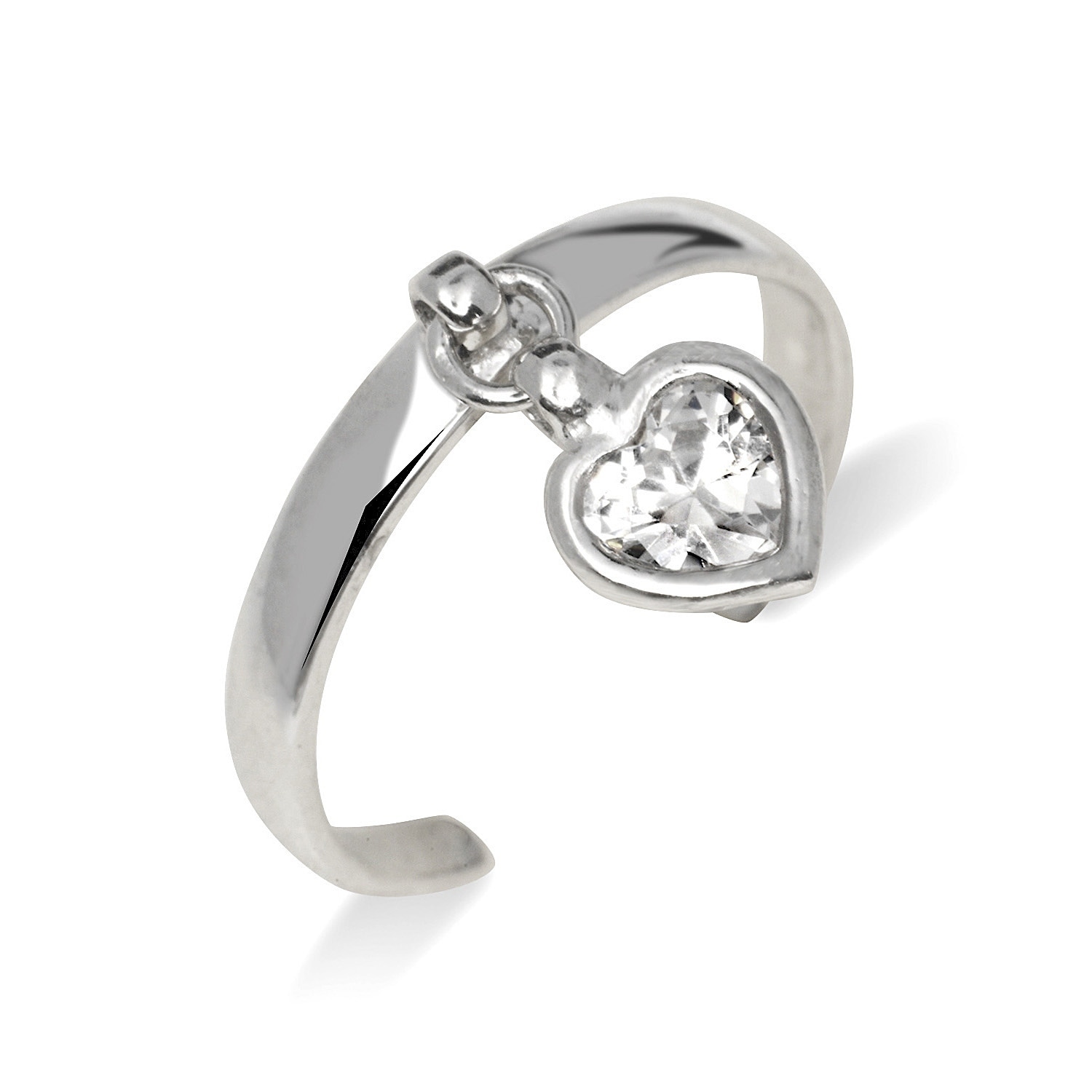 Sterling Silver Solid Heart Toe Ring