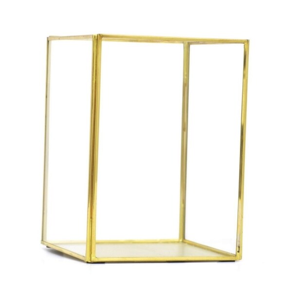 Benzara 68994 Chic Brass/Glass Candle Holder