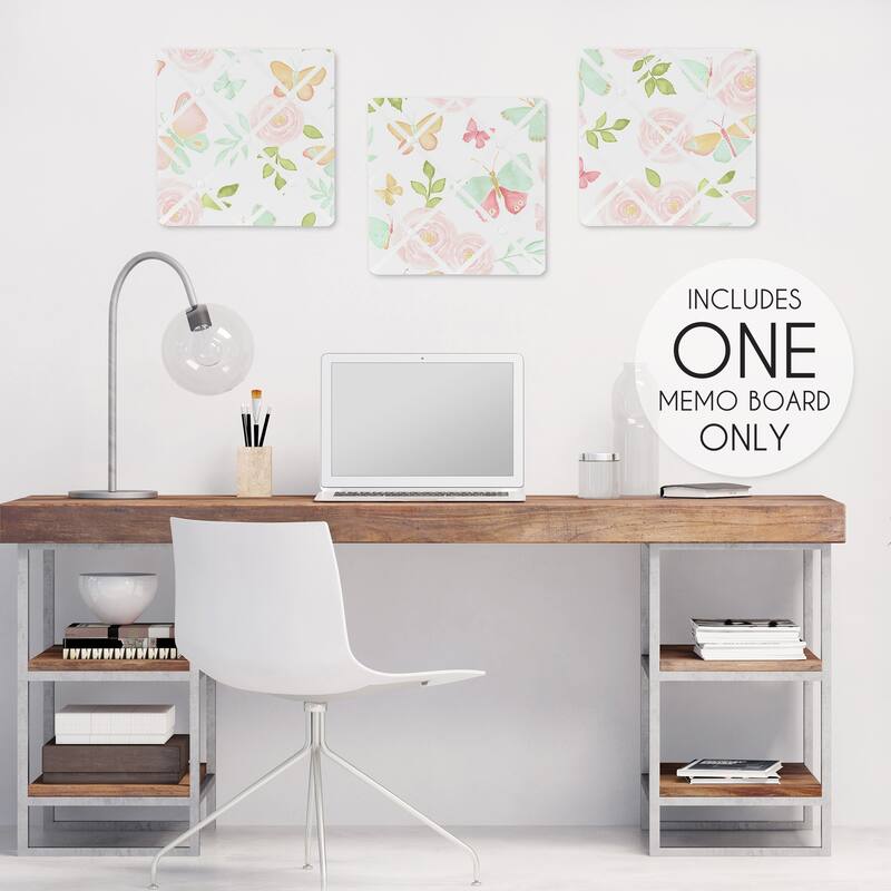 Sweet Jojo Designs Blush Pink Mint Watercolor Rose Butterfly Floral Collection 13inch Fabric Memory Photo Bulletin Board