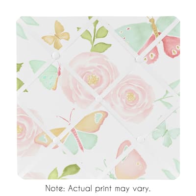 Sweet Jojo Designs Blush Pink Mint Watercolor Rose Butterfly Floral Collection 13inch Fabric Memory Photo Bulletin Board