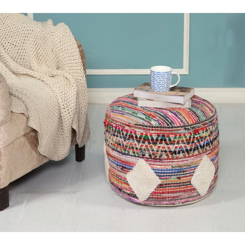 Sevita Boho Diamond Multicolor Pouf Ottoman