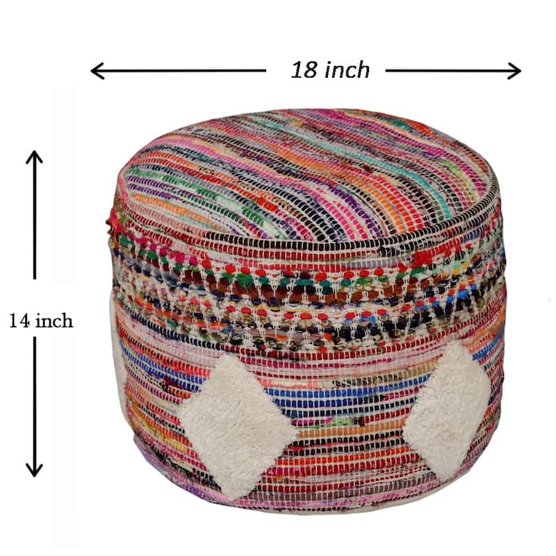 Sevita Boho Diamond Multicolor Pouf Ottoman