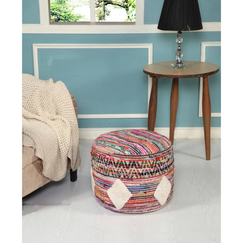 Sevita Boho Diamond Multicolor Pouf Ottoman