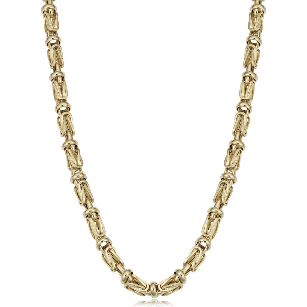 Men's 14k Yellow Gold 5 millimeters Square Byzantine Necklace (22 or 26 inches)