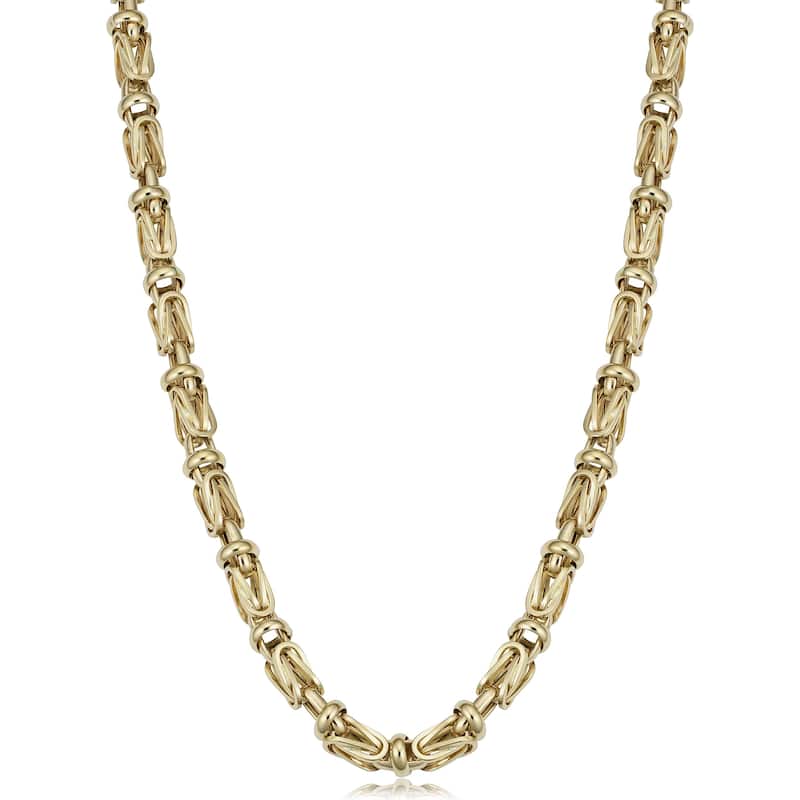 Men's 14k Yellow Gold 5 millimeters Square Byzantine Necklace (22 or 26 inches)