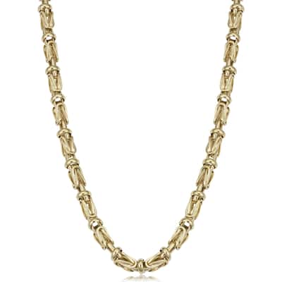 Men's 14k Yellow Gold 5 millimeters Square Byzantine Necklace (22 or 26 inches)